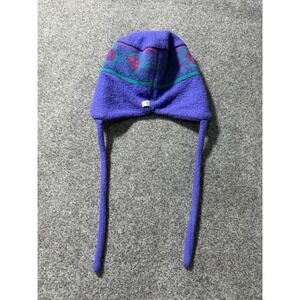 VTG Turtle Fur Kids Winter Beanie Ski Hat Wool Knit Fleece Lining Purple 90s